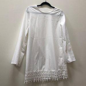 White swim cover with lace